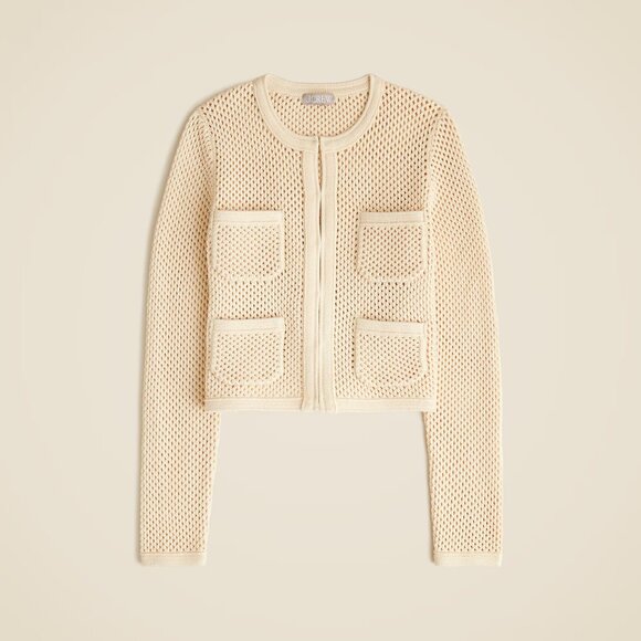 NWT J Crew Open Pointelle-Stitch Cardigan Warm Sesame - Picture 3 of 3